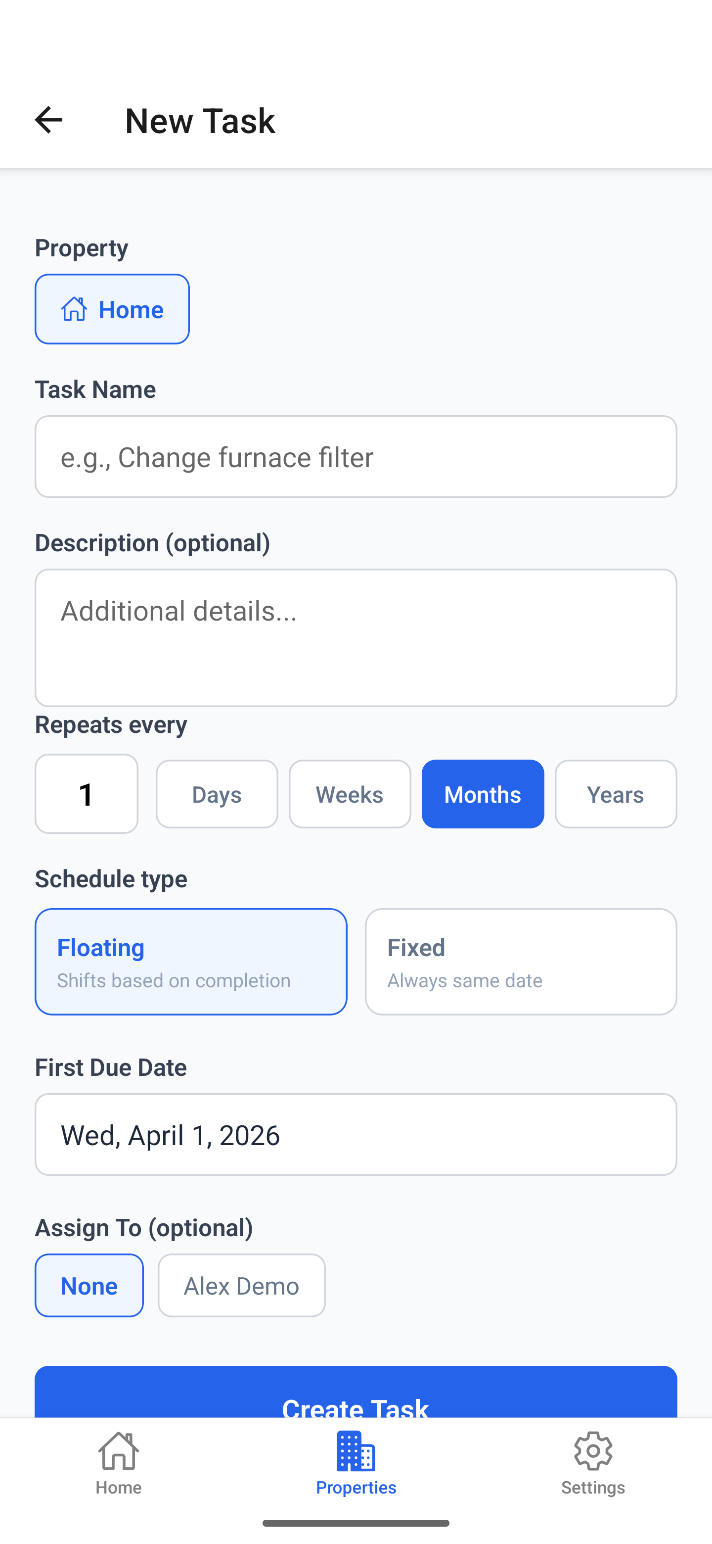Adding a new recurring task